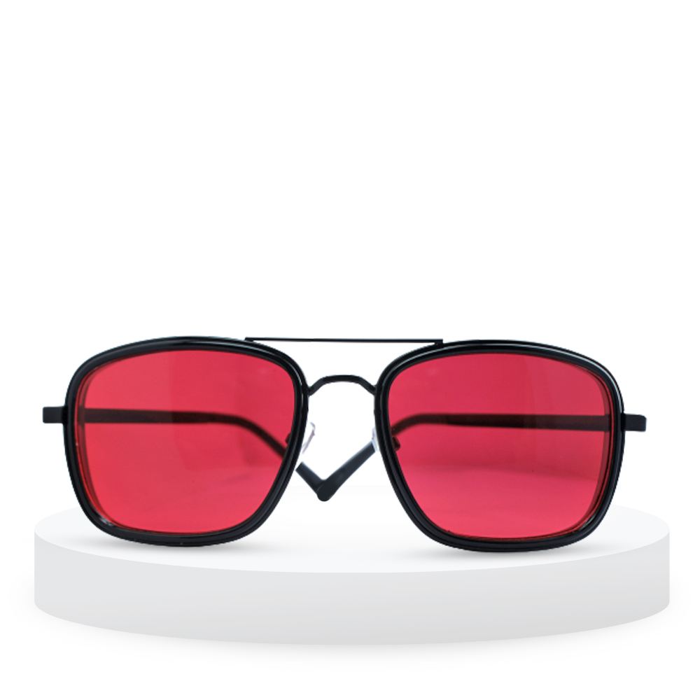 High Quality metal Black Frame Red Lens Kabir Singh Sunglasses For Men