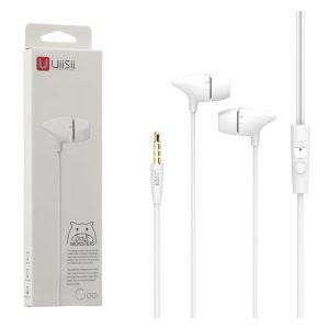 UIISII C100 IN-EAR WIRED HEAVY BASS EARPHONES WITH MIC - WHITE