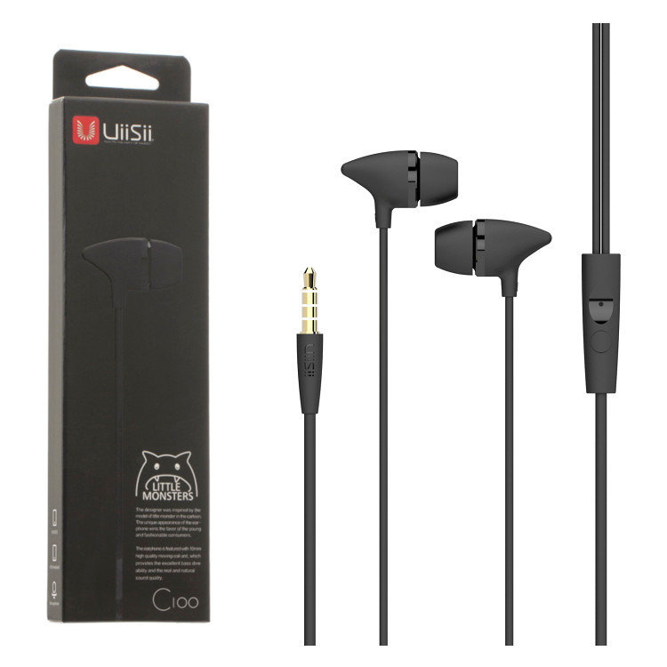 UIISII C100 SUPER BASS STEREO IN EARPHONE - BLACK