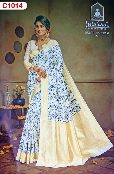 Indian Gorgeous Half-silk Julahaa Brand Kumbh Vastram Saree With Blouse pcs
