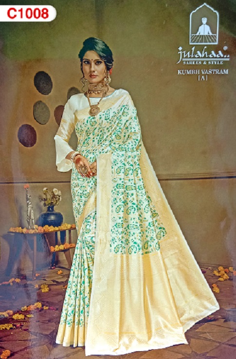 Indian Gorgeous Half-silk Julahaa Brand Kumbh Vastram Saree With Blouse pcs
