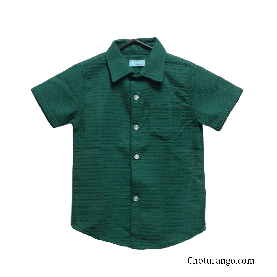 Boy's Band Collar Shirt Green