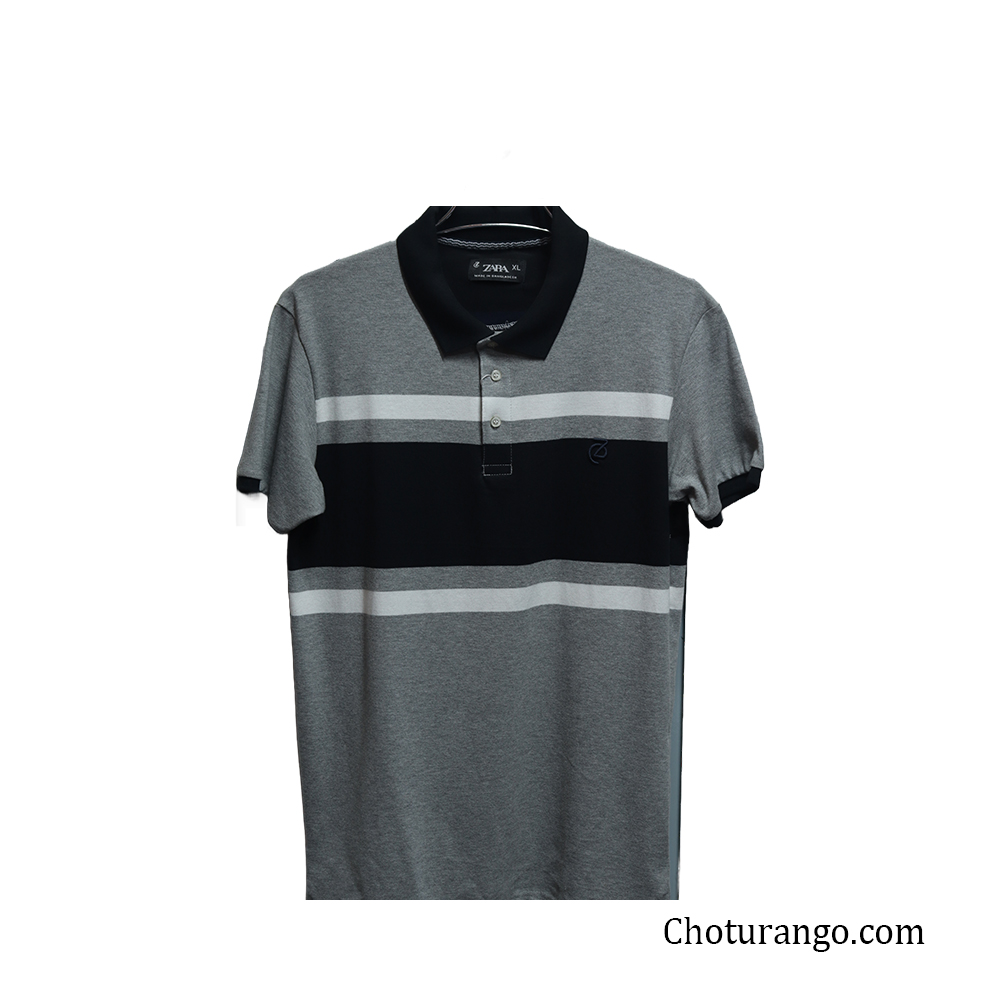  Men's premium Polo T-Shirts Back and White Stripe