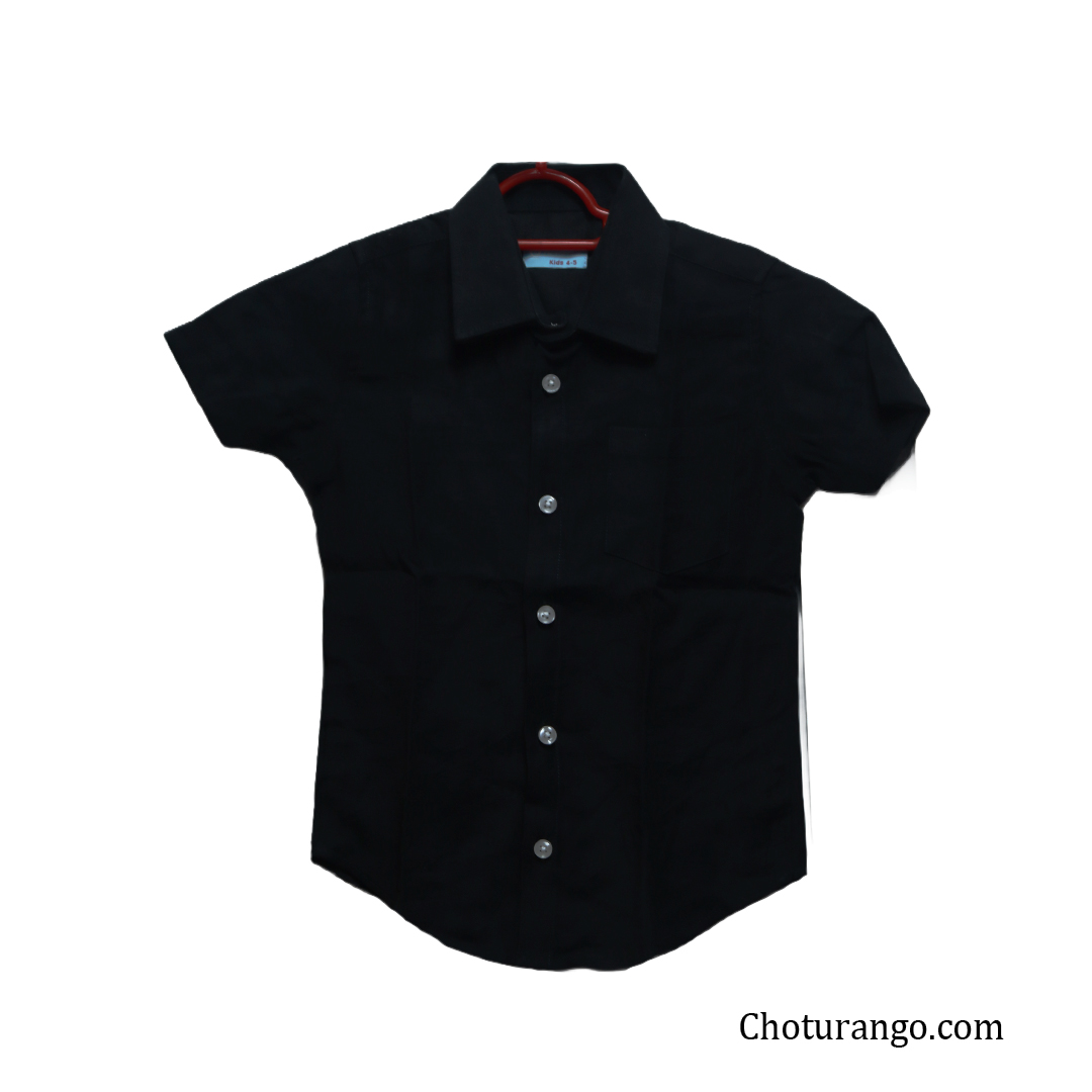 Boy's Band Collar Shirt Black