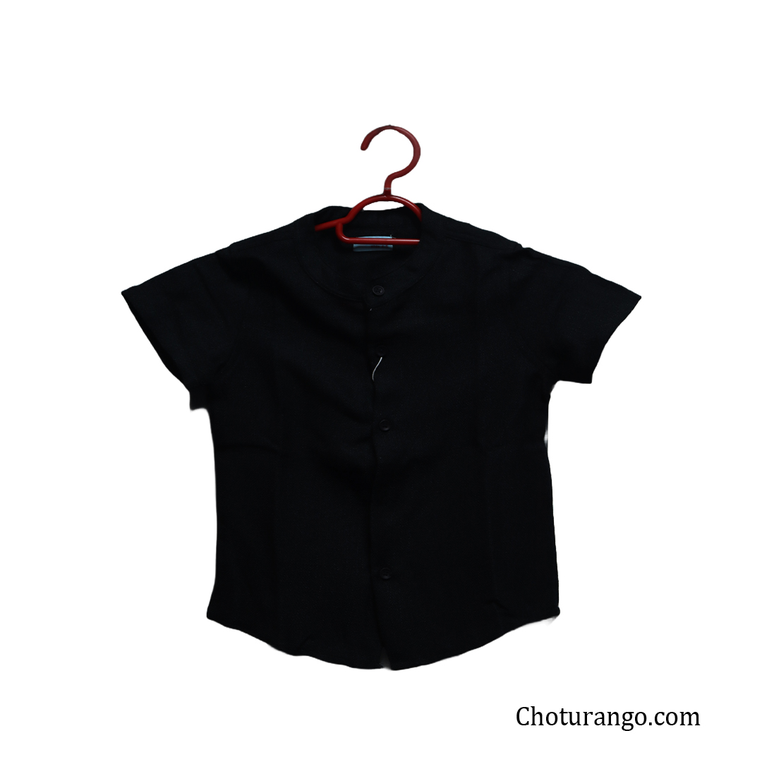 Boy's Band Collar Shirt Black