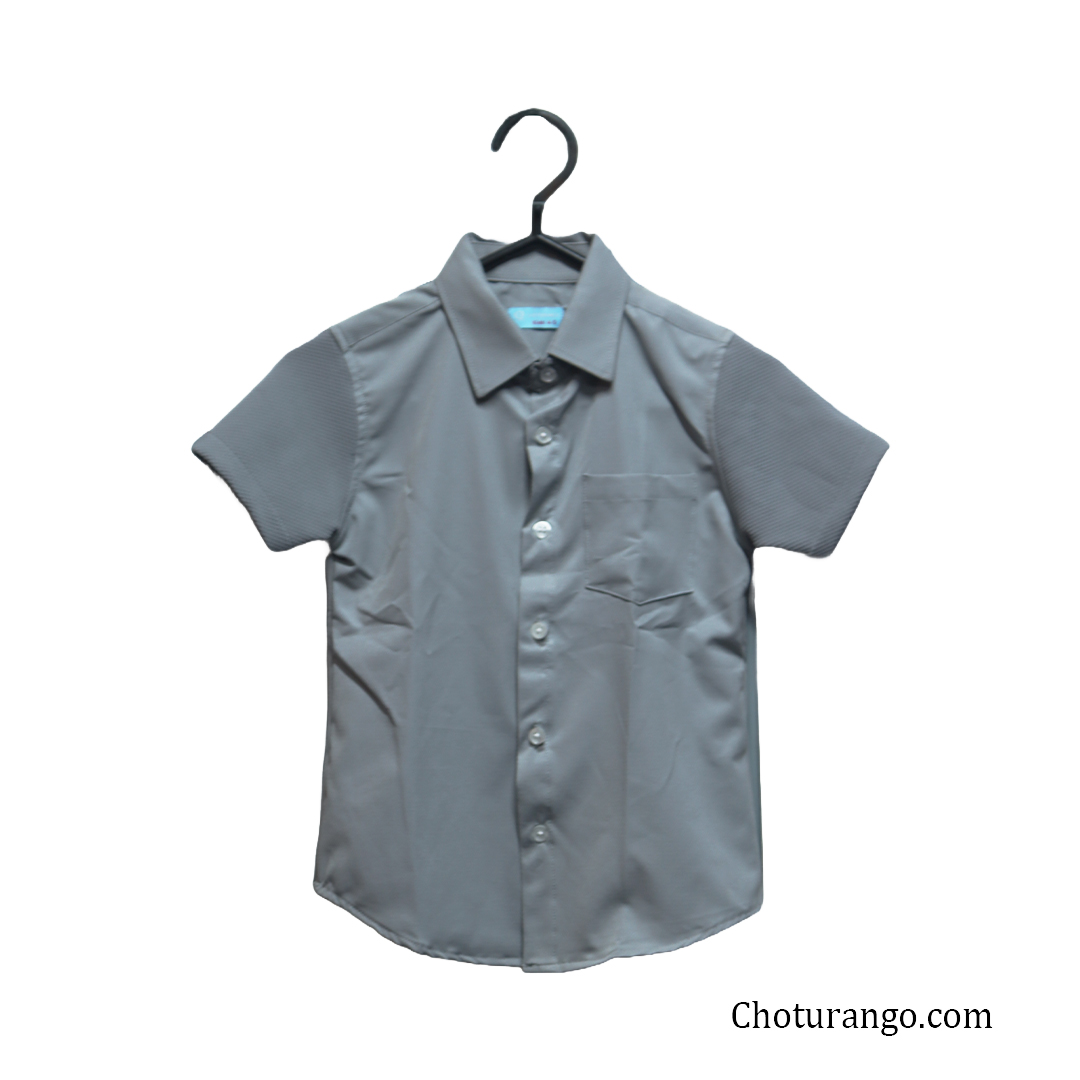 Boy's Band Collar Shirt Grey