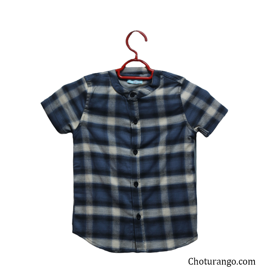 BOY'S BAND COLLAR SHIRT BLUE