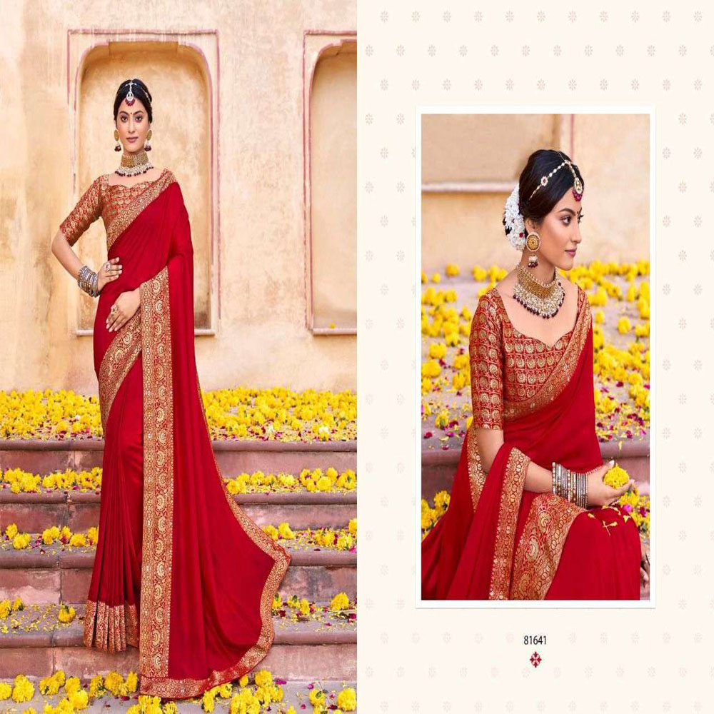 RIGHT WOMEN NALLI SILK 'RED COLOR' FANCY SAREE