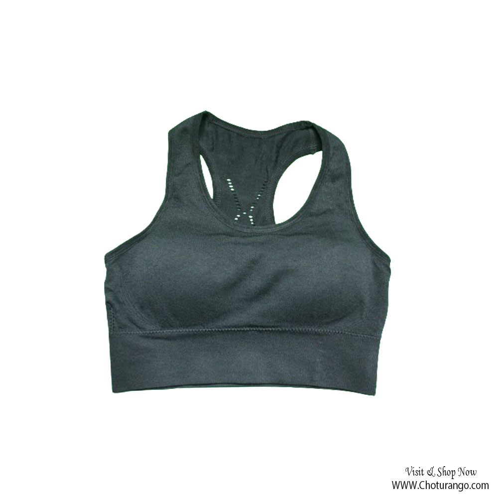 Seamless Green Color Sports Bra 
